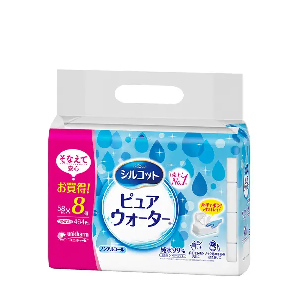 シルコット ピュアウォーター ウェットティッシュ 詰替 58枚×8個パック