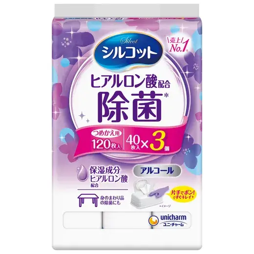 シルコットアルコール除菌ウェットティッシュ詰替40枚×3個パック